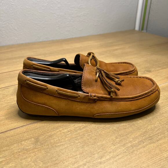 UGG‎ Slippers Mens SZ 10 Loafers Chester Brown Leather Slip On Shoes boho Casual main image 5